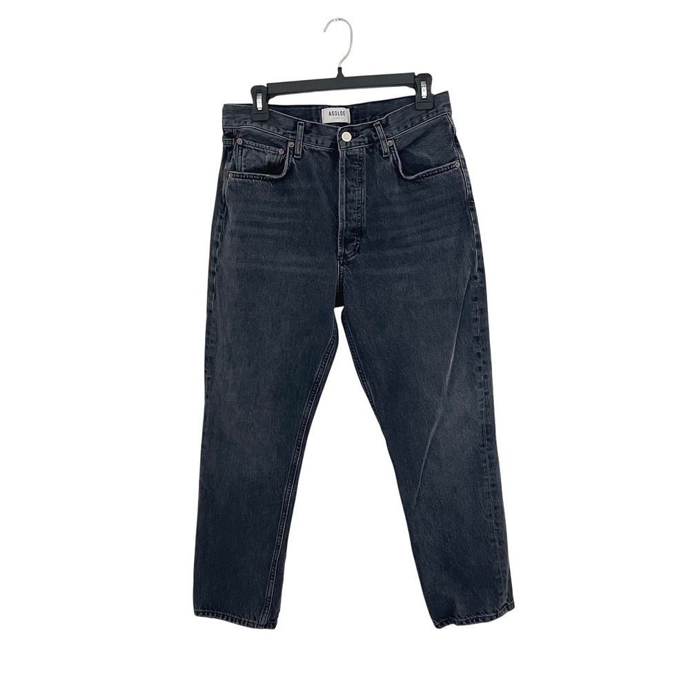 AGOLDE Riley High Rise Wide Crop Jeans Black Wash Denim Womens 29 - Picture 2 of 11
